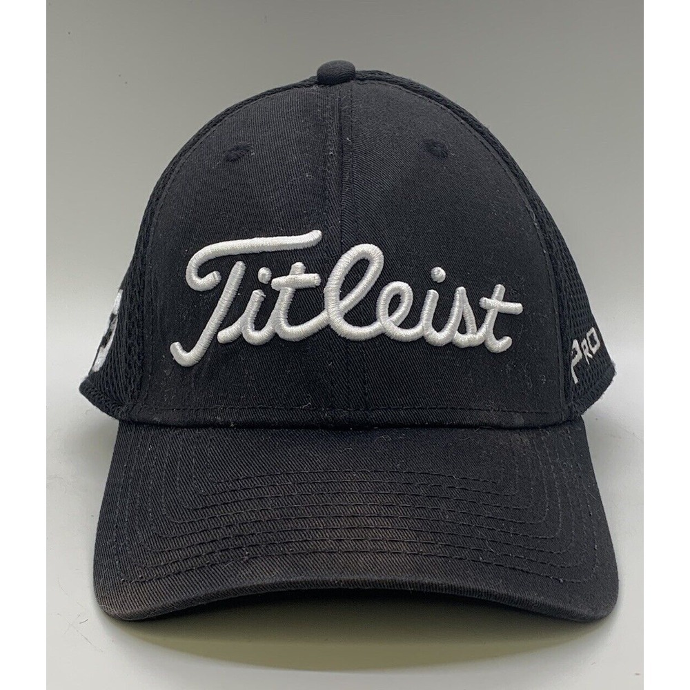 Titleist Golf Pro V1 FJ Footjoy New Era Mesh Flex Hat Cap Black White Large-XL‎